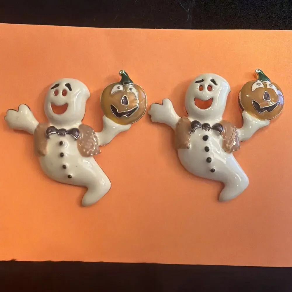 Halloween Ghost & Pumpkin Enamel Pins Bundle New Fun Lot Fall Brooches